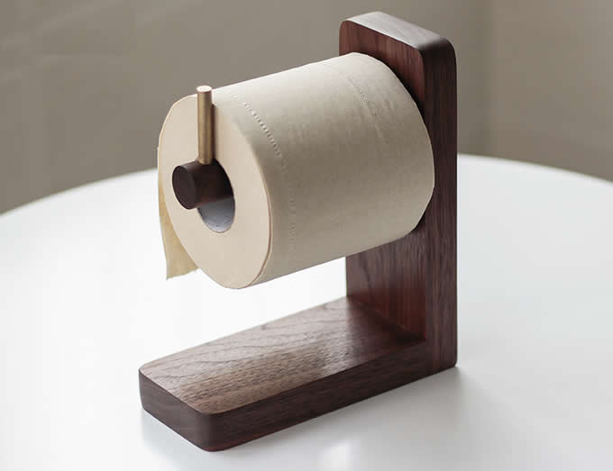  Black Walnut Wooden Toilet Paper Roll Holder 